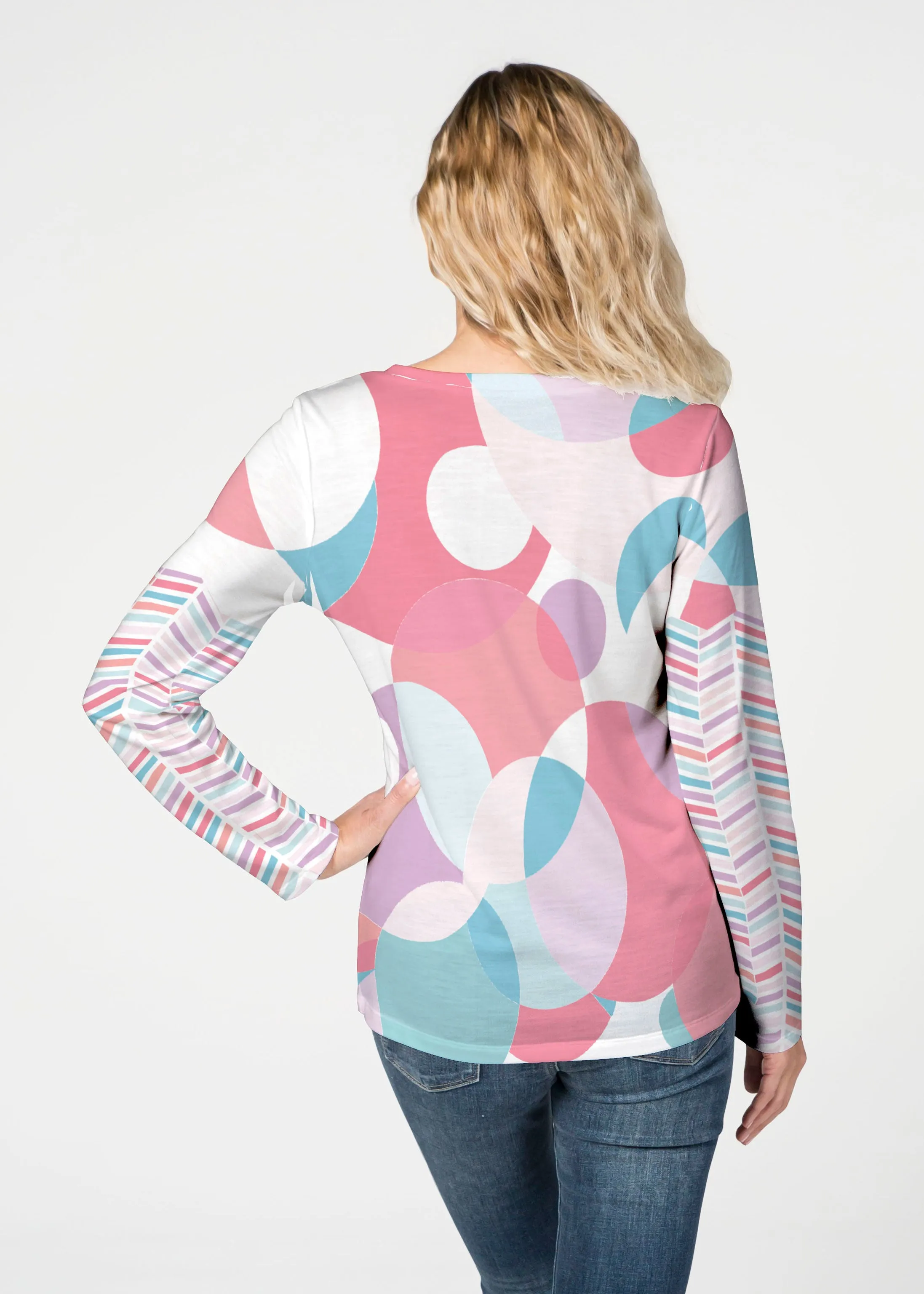 Marble Chevron Pastel (25111) ~ French Terry V-neck Top