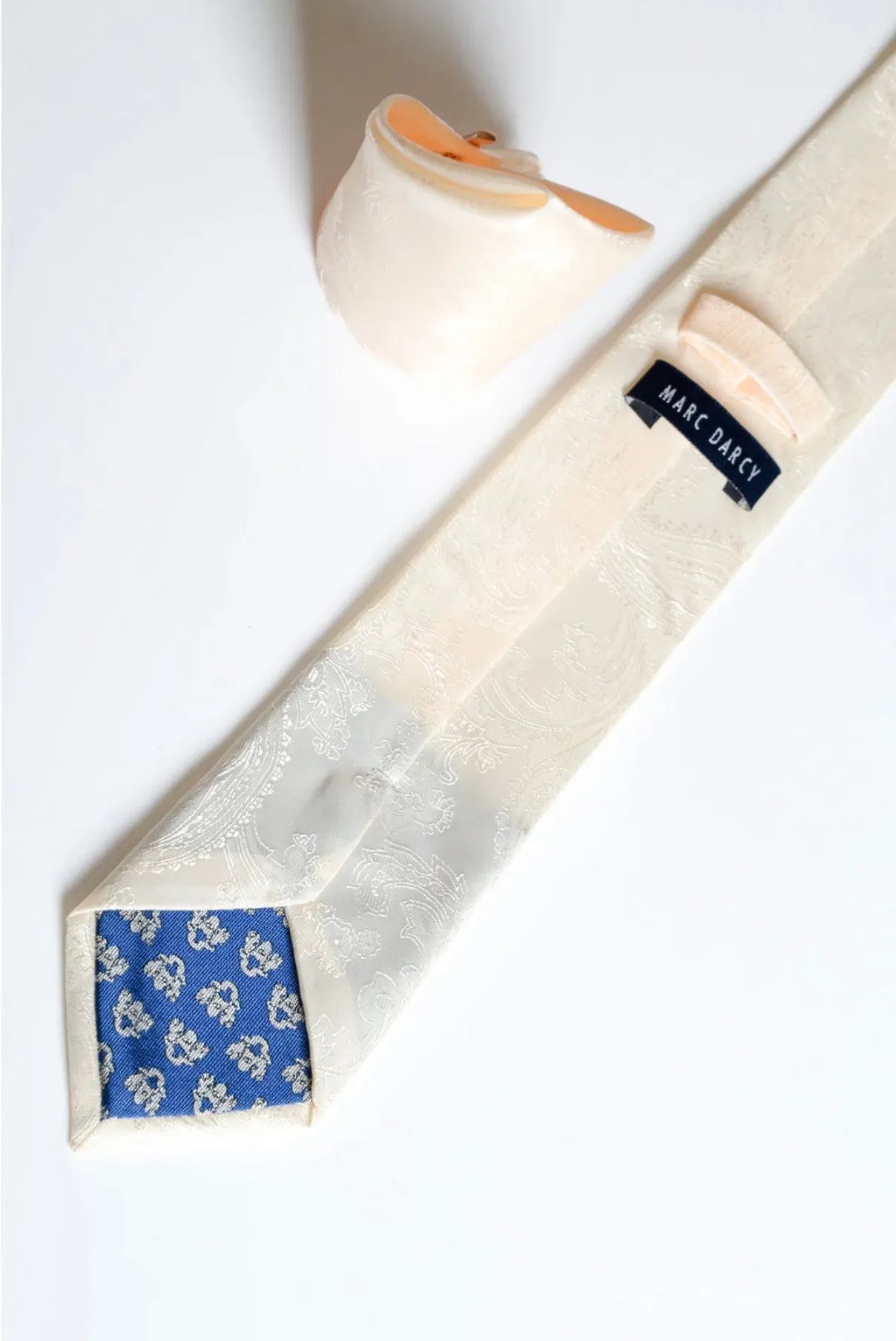 Marc Darcy Paisley Tie Set Cream