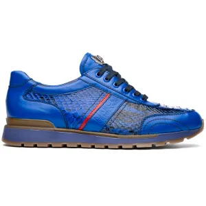 Marco Di Milano Brescia Electric Blue Python & Calfskin Sneakers