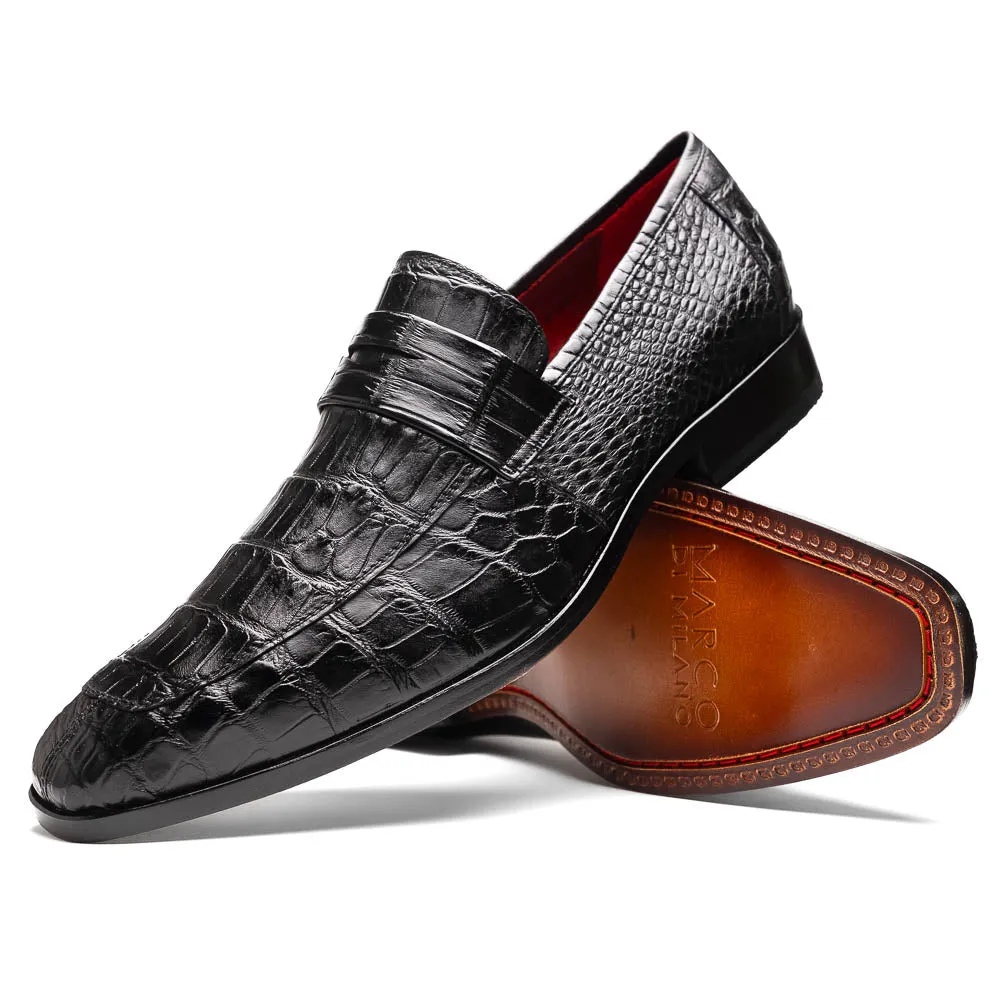 Marco Di Milano Matteo Black Alligator Penny Loafer