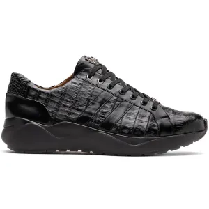 Marco Di Milano Nino Men's Black Sleek Genuine Caiman Crocodile Sneaker
