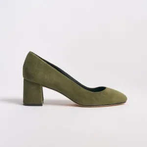 Marion Parke - Block Heel Classic 60 Pump - Army Green