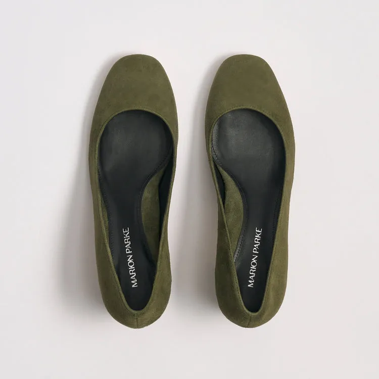 Marion Parke - Block Heel Classic 60 Pump - Army Green