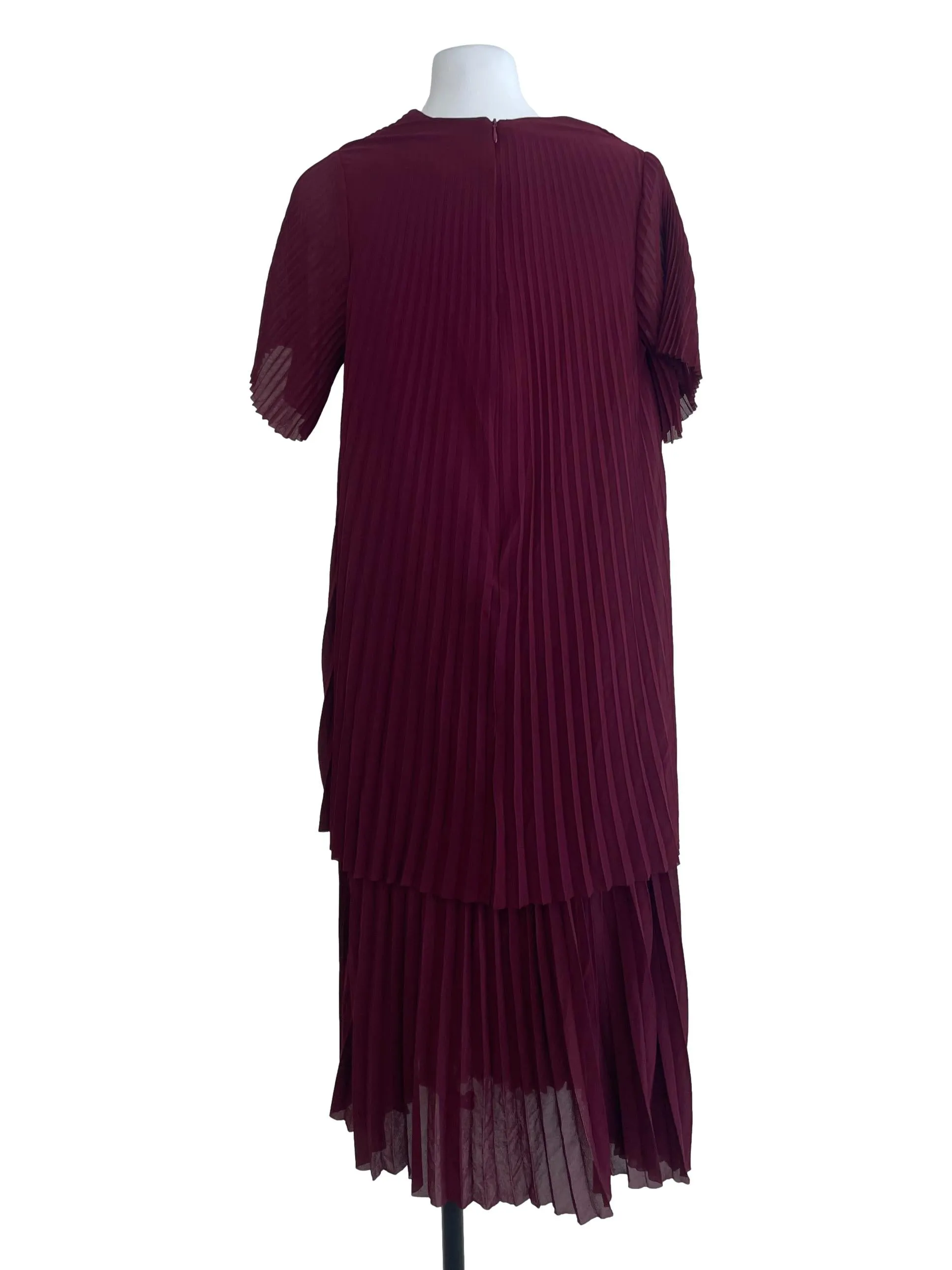 Maroon Pleated Dress