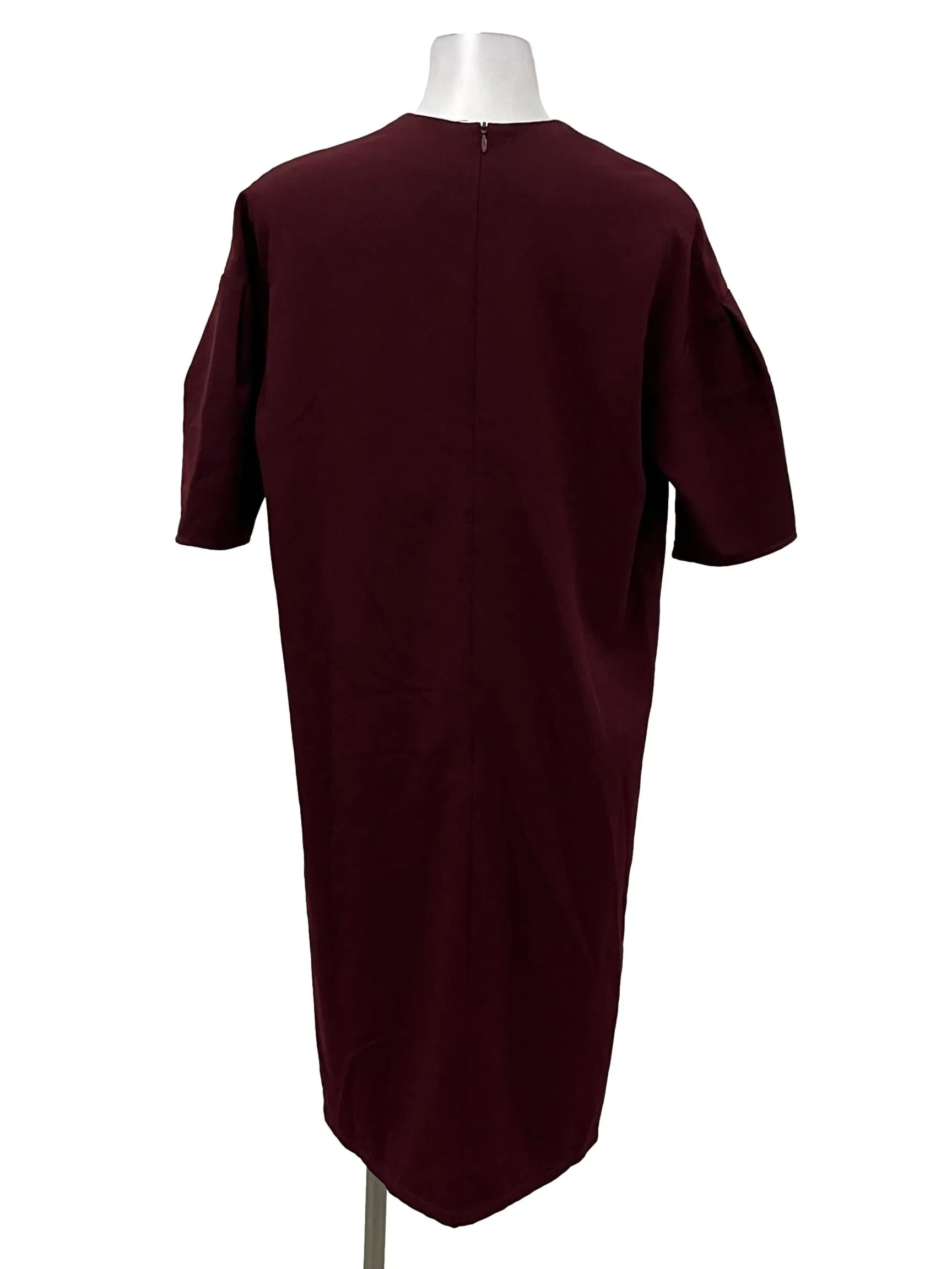 Maroon Roundneck Midi Shift Dress
