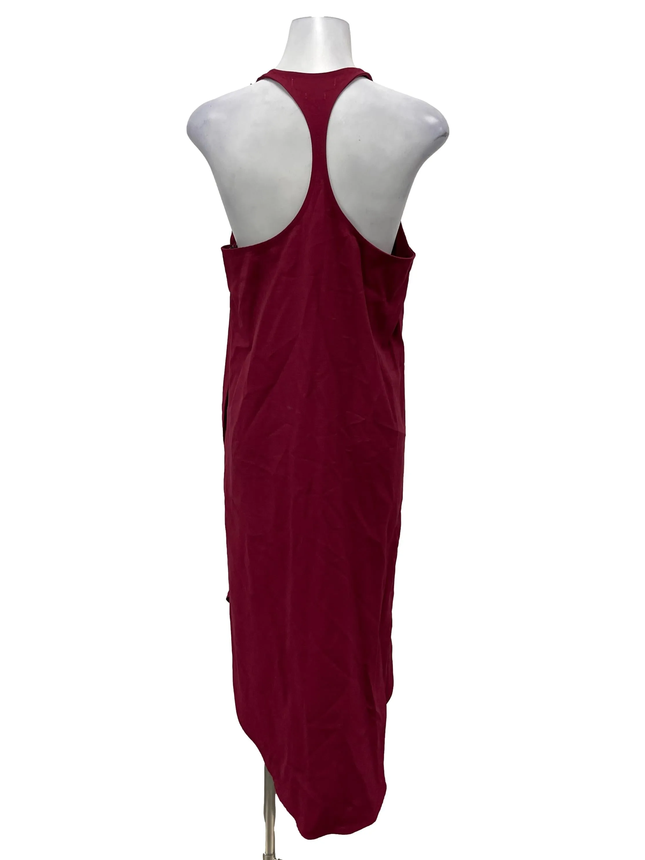 Maroon Roundneck Sleeveless Maxi Dress