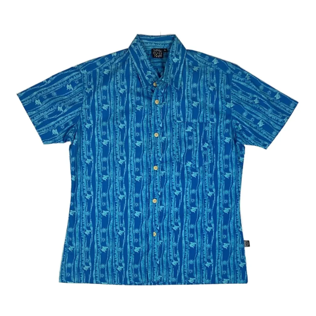 Maui and Sons Polo Button Down Short Sleeves - Blue BLU