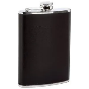 Maxam 8 Ounce Stainless Steel Flask with Black Wrap KTFLASKBW