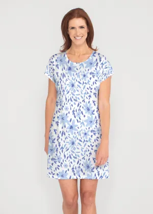 May Flowers (8027) ~ French Terry Short Sleeve Crew Dress