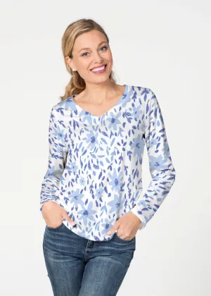 May Flowers (8027) ~ French Terry V-neck Top