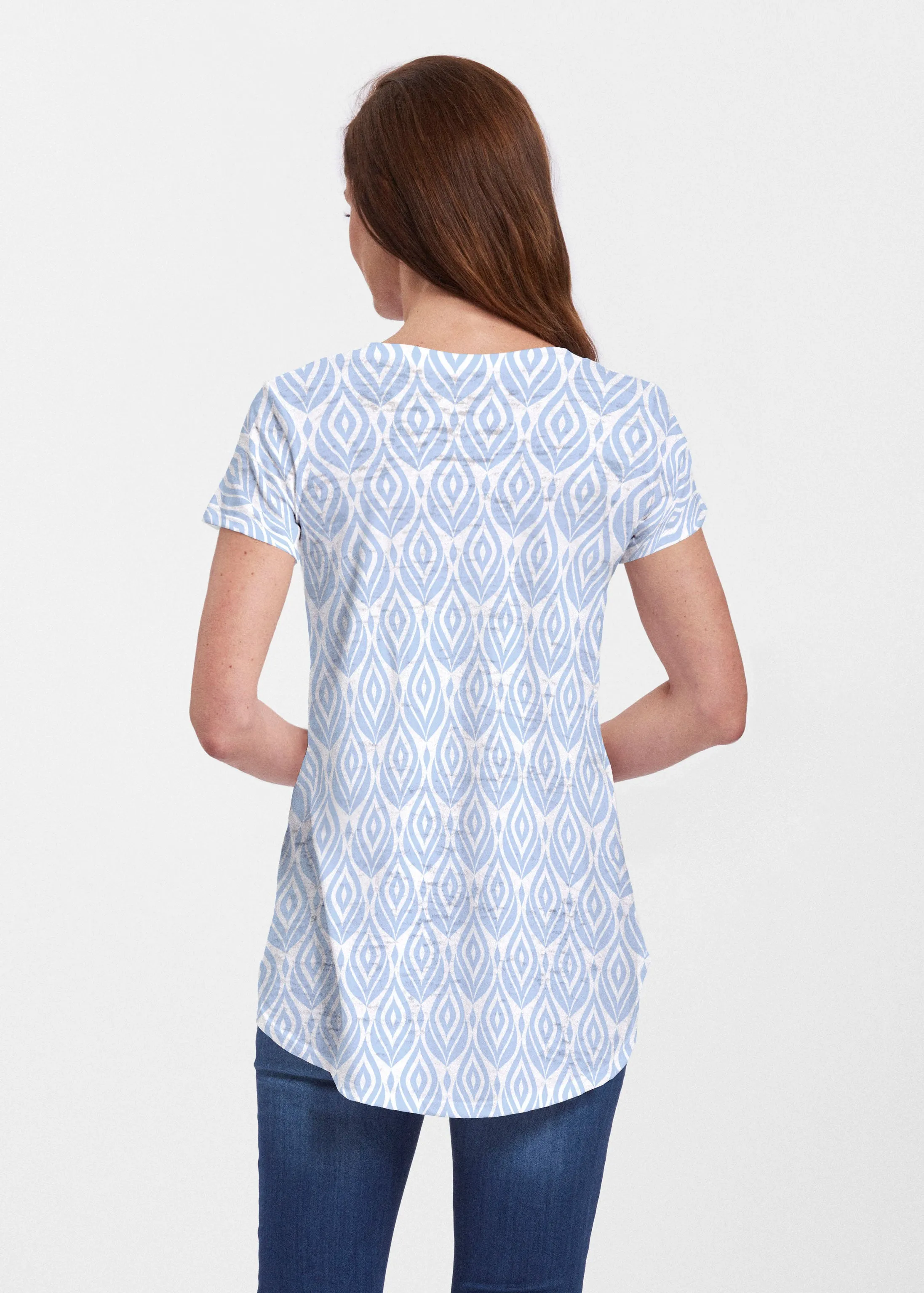 May Flowers (8027) ~ Short Sleeve Scoop Neck Flowy Tunic