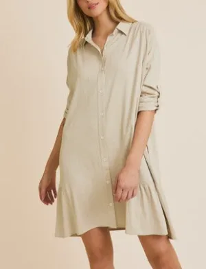McKenna Button Up Long Sleeve T-Shirt Dress