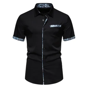 Men Colorful Patterns Turnover Collar Short Sleeves Shirt