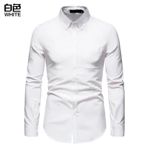 Men Turnover Collar Bicolor Long Sleeves Shirt