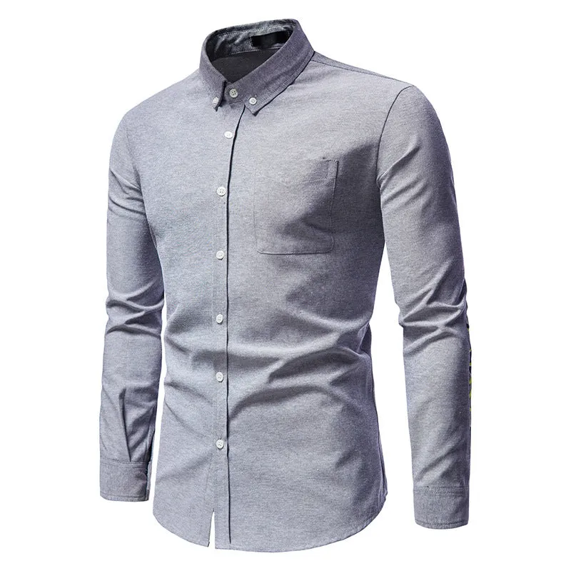 Men Turnover Collar Bicolor Long Sleeves Shirt