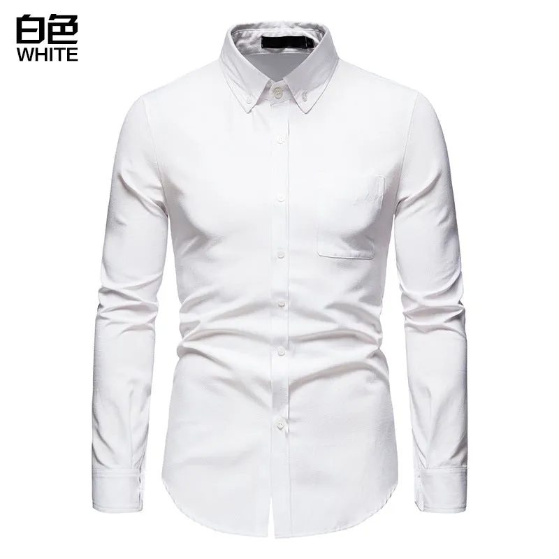 Men Turnover Collar Bicolor Long Sleeves Shirt