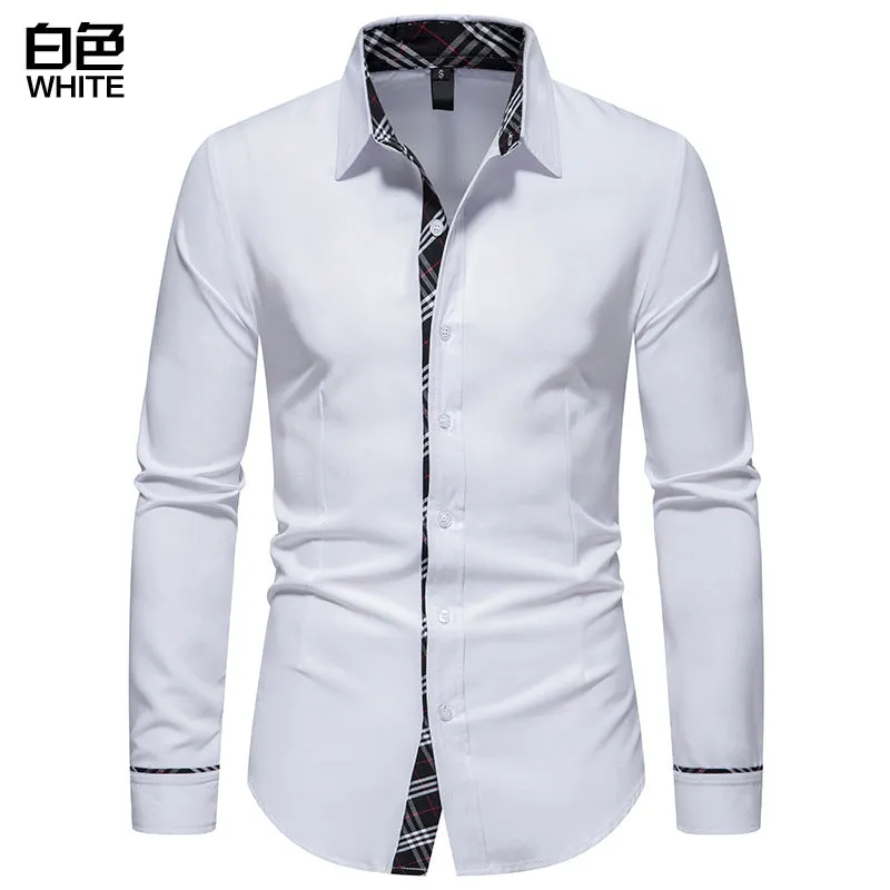 Men Turnover Collar Stripes Long Sleeves Shirt