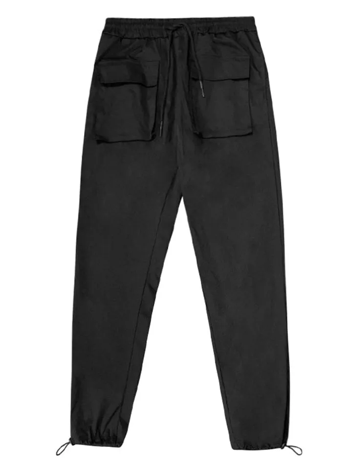 Men's 3D Pocket Elastic Waist Ankle Tied Pants for Summer