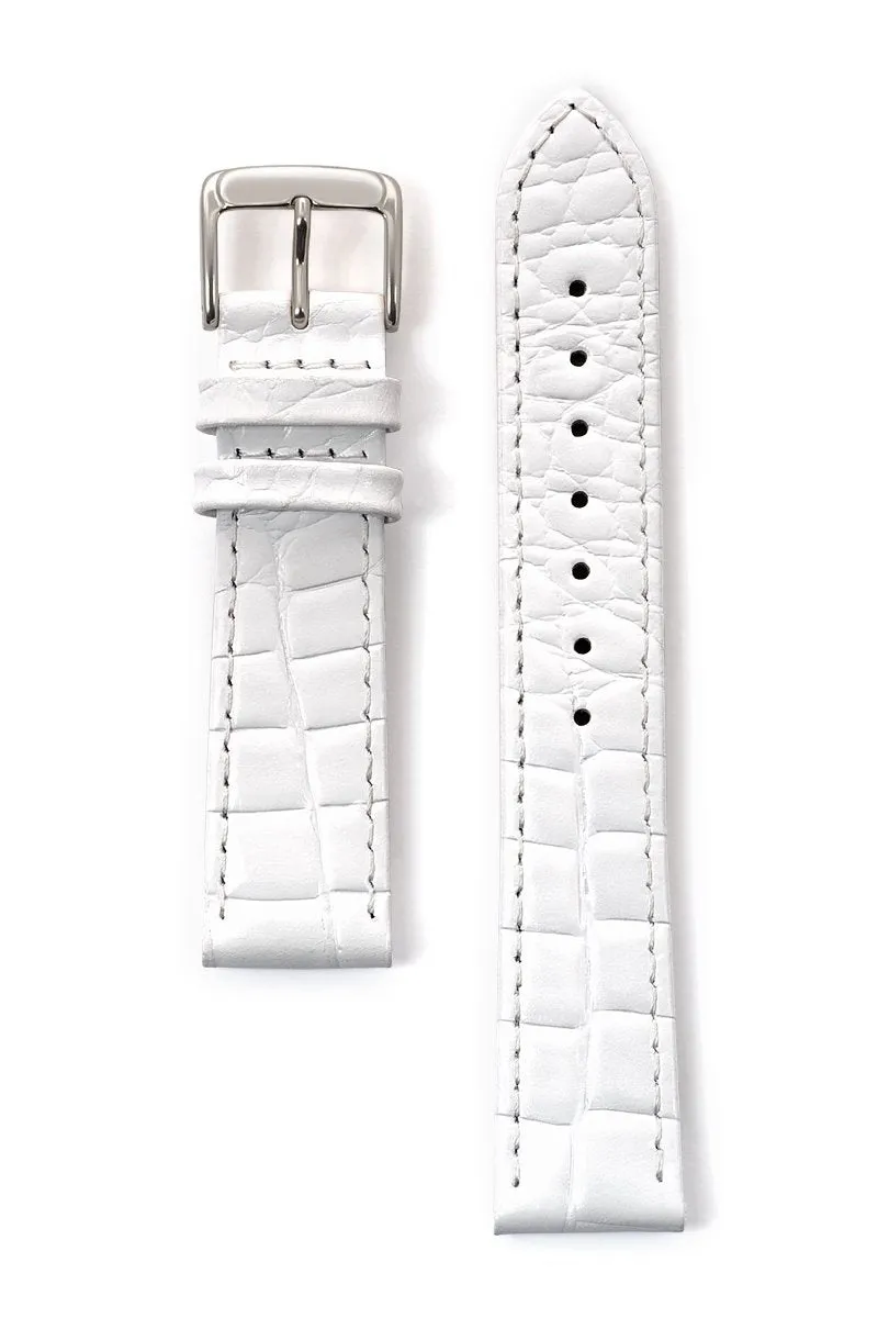 Men's Alligator Grain Leather Band in Black, Brown, Red and White