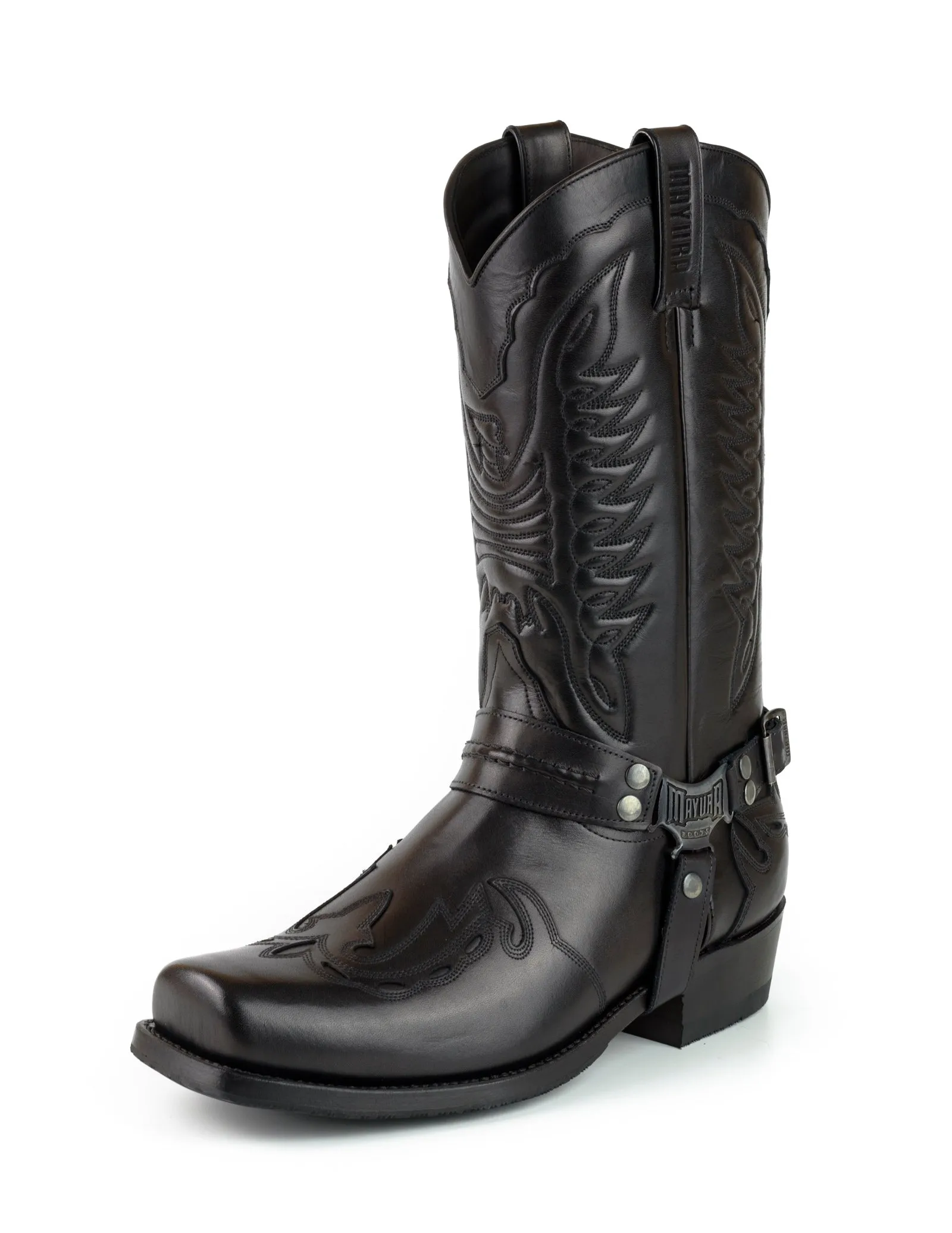Men's Biker Motard Boots 2471 Handmade Black Leather