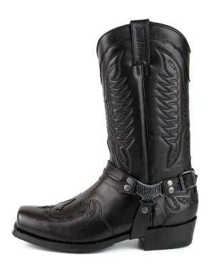 Men's Biker Motard Boots 2471 Handmade Black Leather