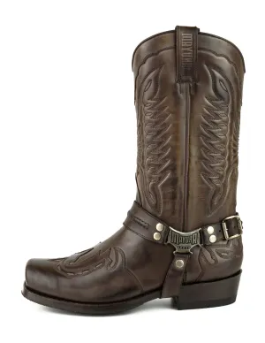 Men's Biker Motard Boots 2471 Handmade Brown Leather