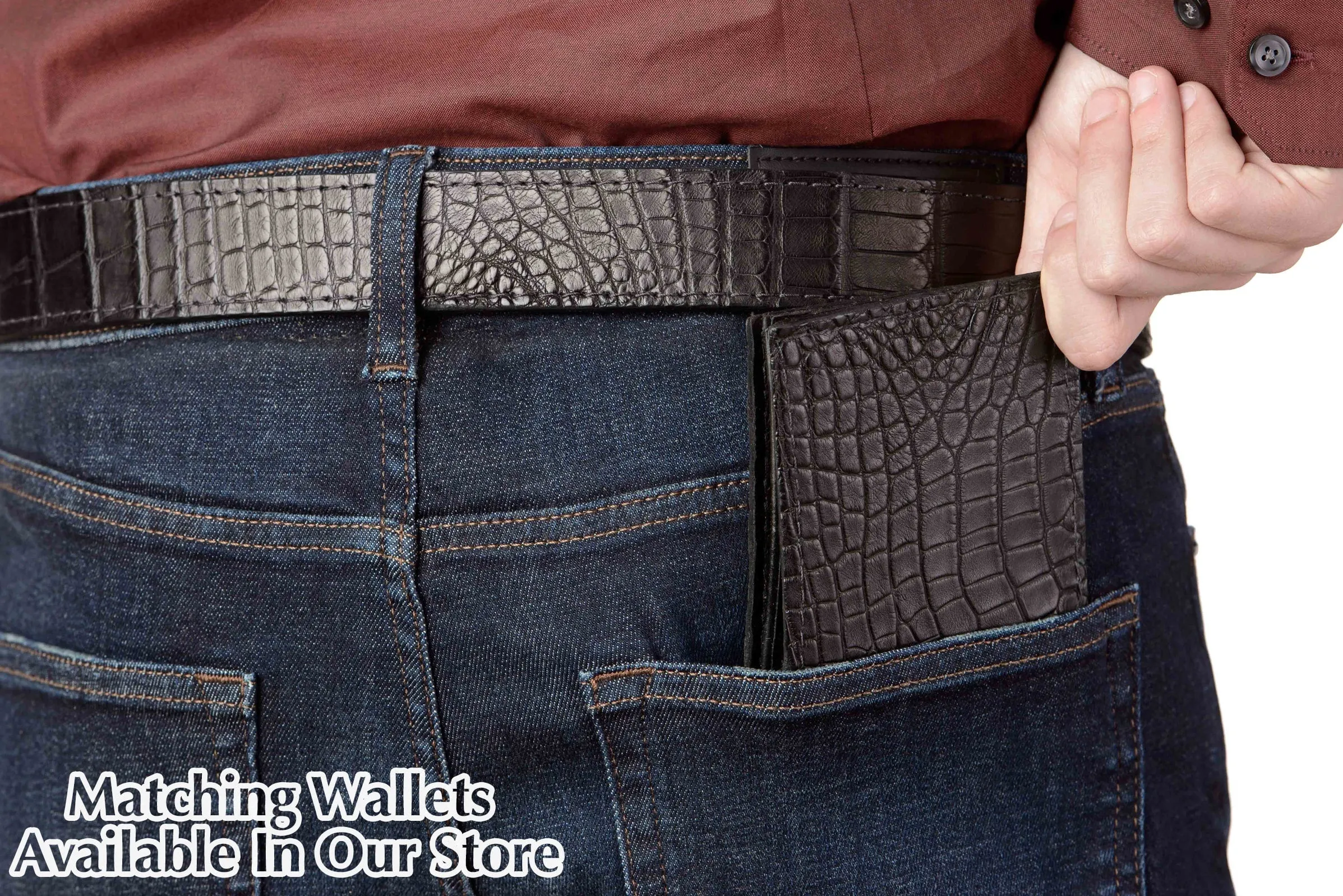 Men's Black American Alligator Leather Belt