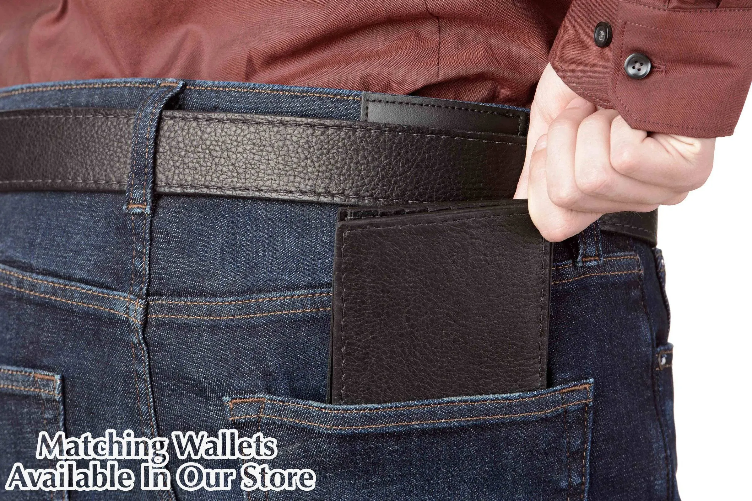 Men's Black American Bison Leather Belt