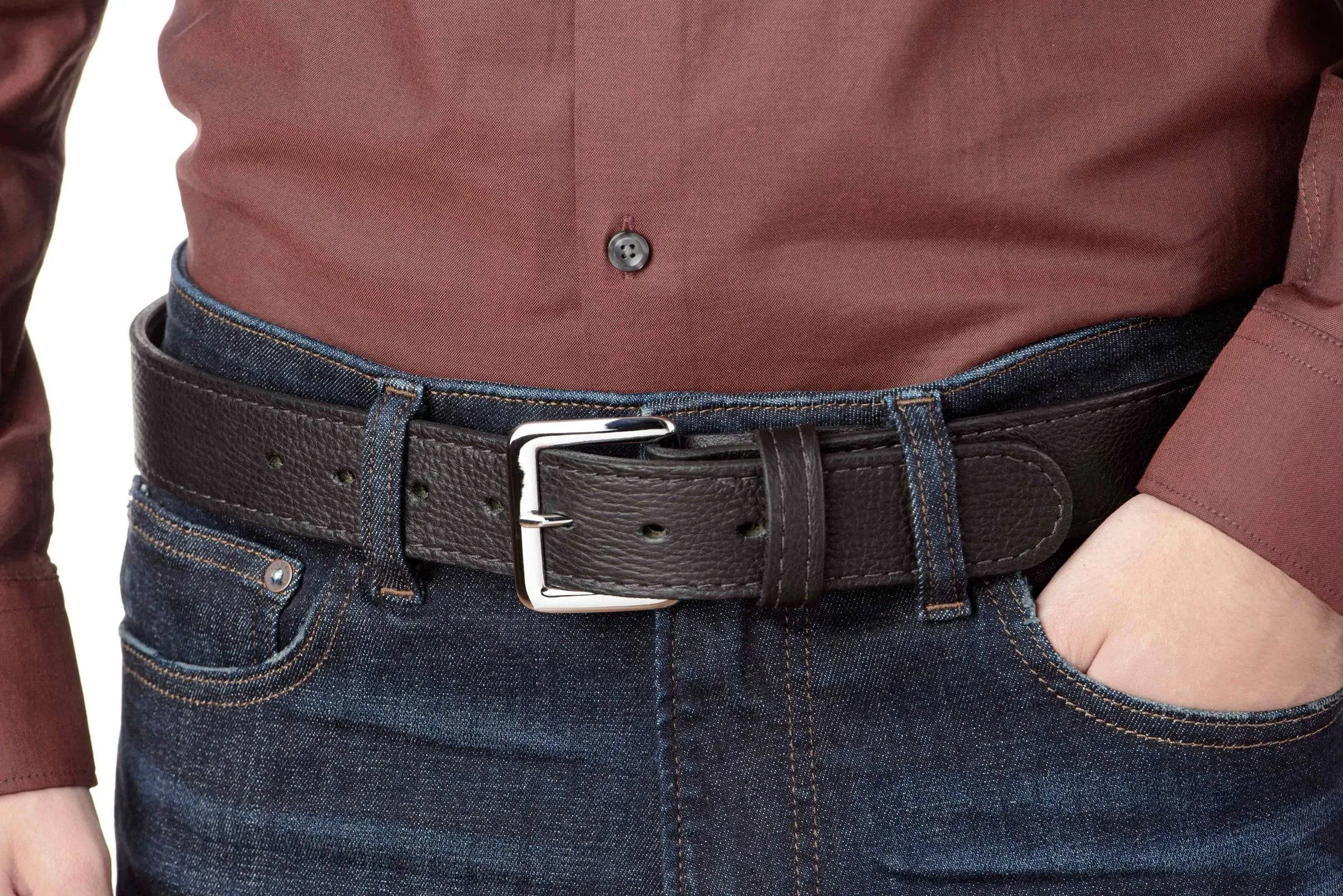 Men's Black American Bison Leather Belt
