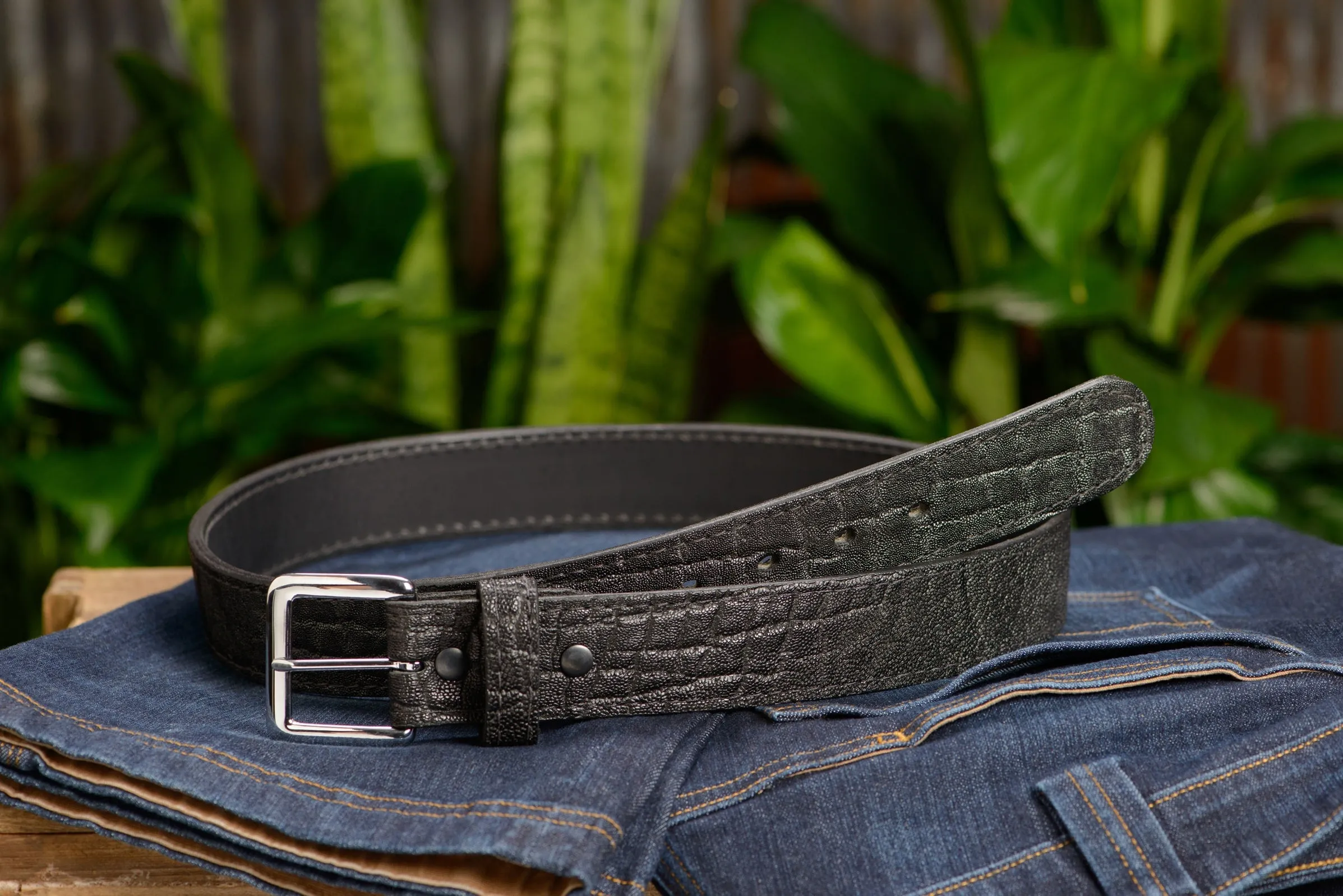 Men's Black Elephant Leather Belt