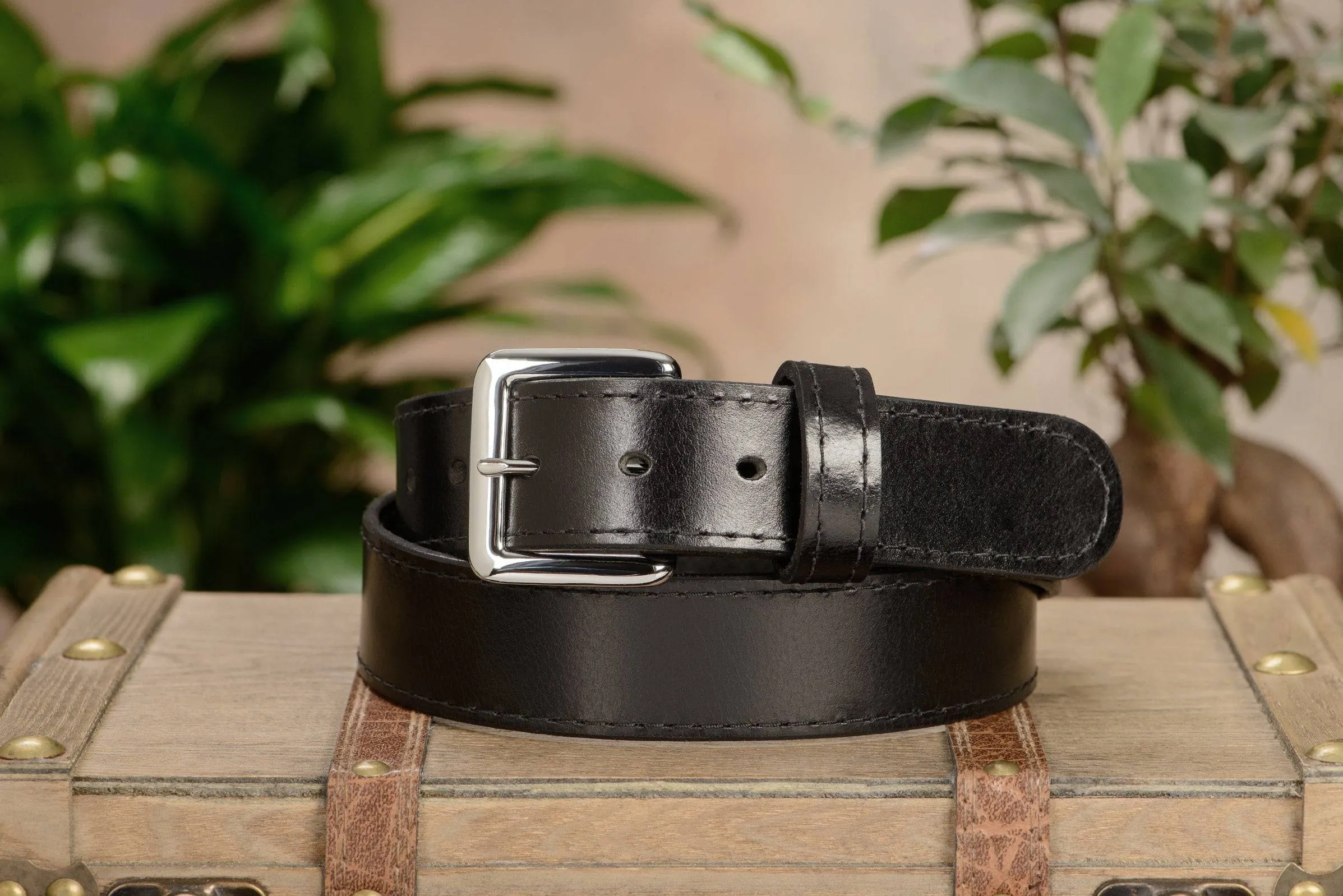 Men's Black Water Buffalo Leather Belt