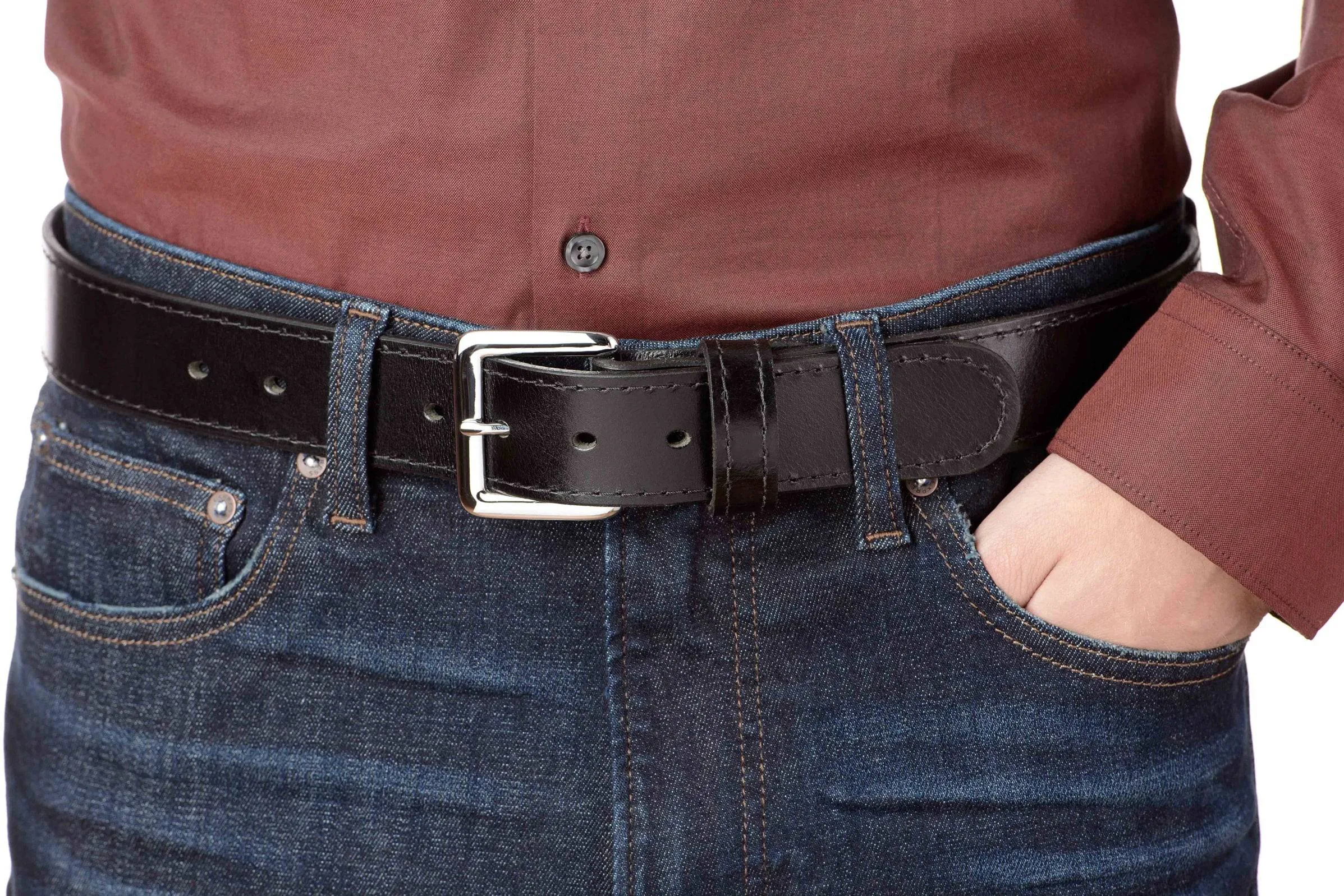 Men's Black Water Buffalo Leather Belt