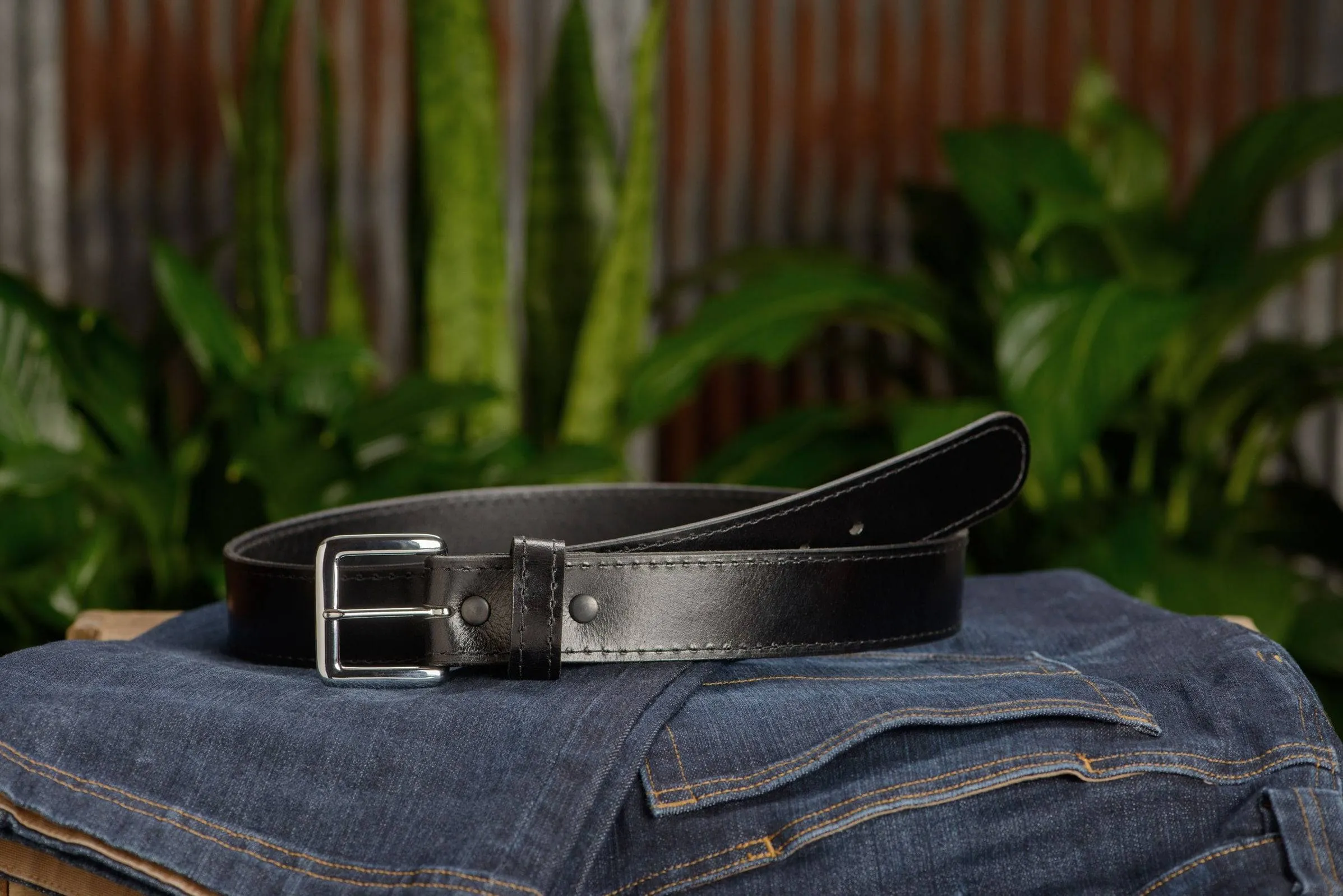 Men's Black Water Buffalo Leather Belt