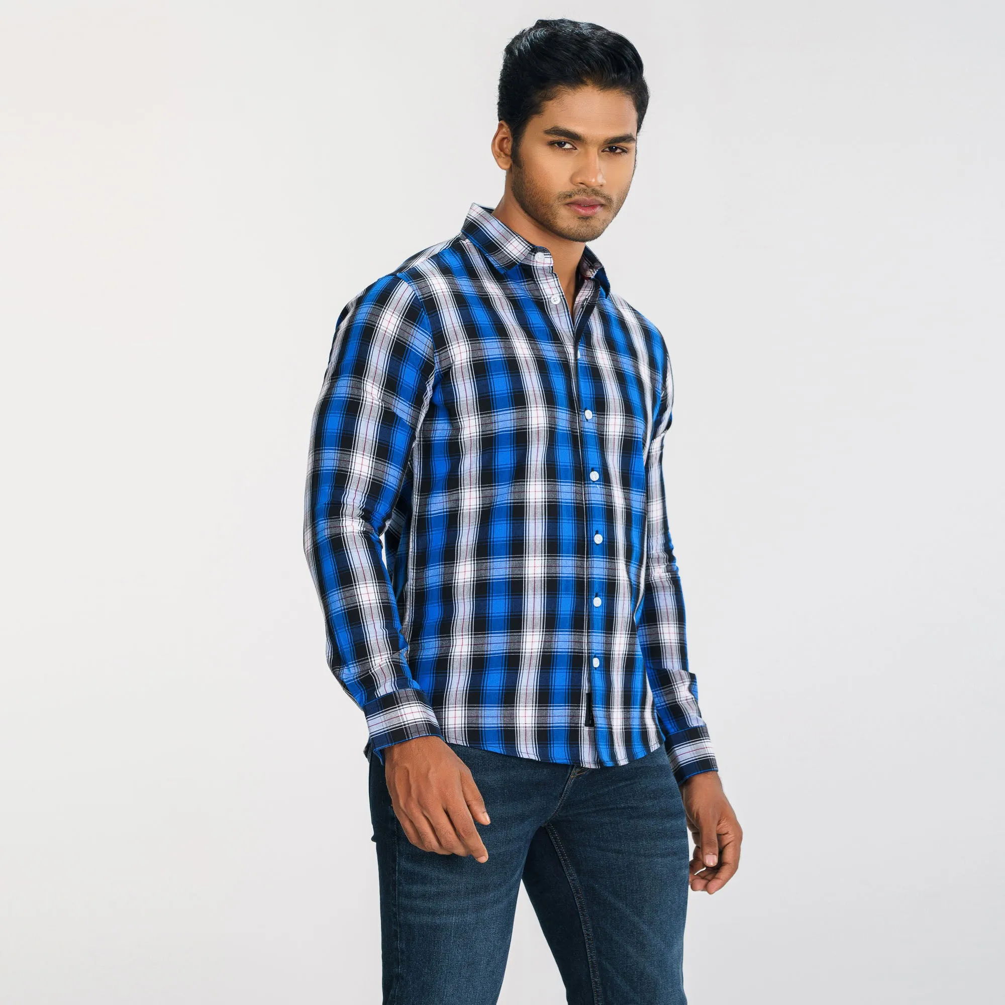 Mens Blue Check Shirt