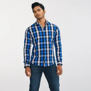 Mens Blue Check Shirt