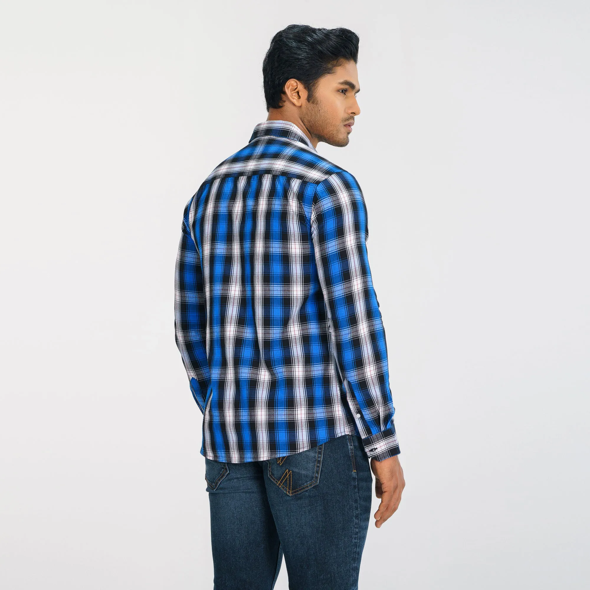 Mens Blue Check Shirt