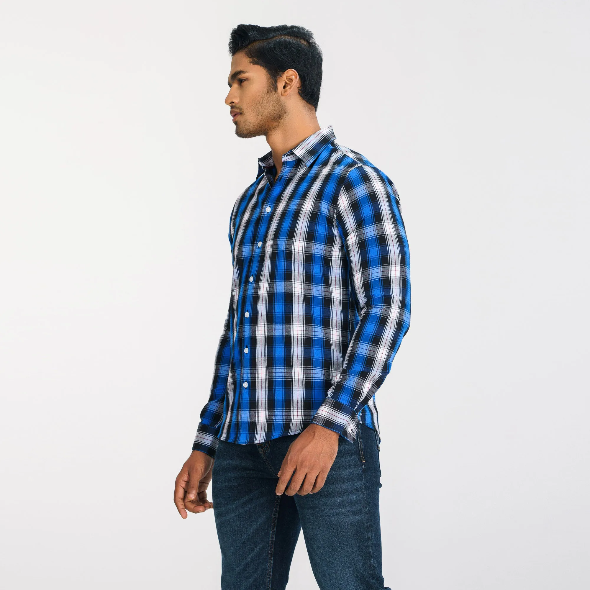 Mens Blue Check Shirt