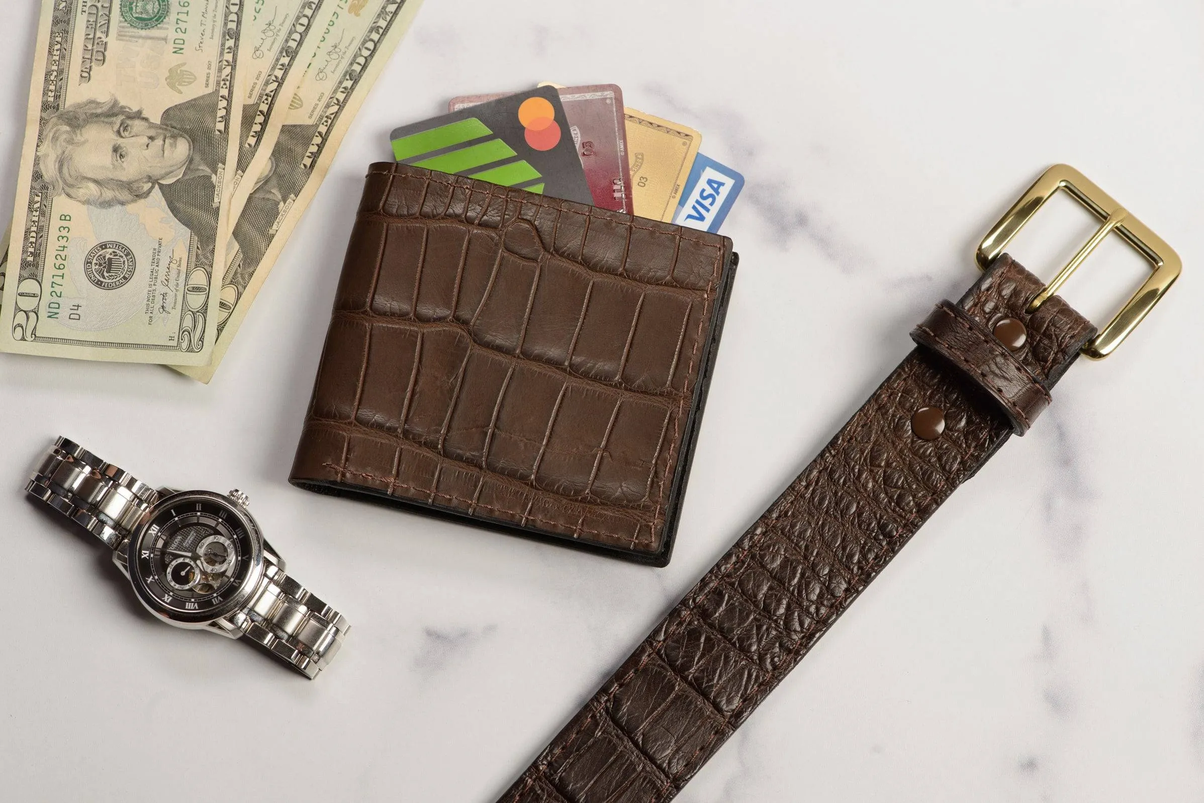 Men's Brown American Alligator Leather Belt