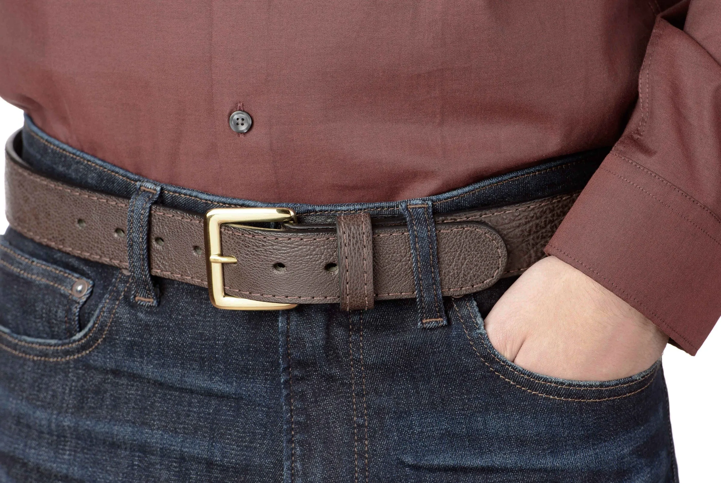 Men's Brown Shark Leather Belt