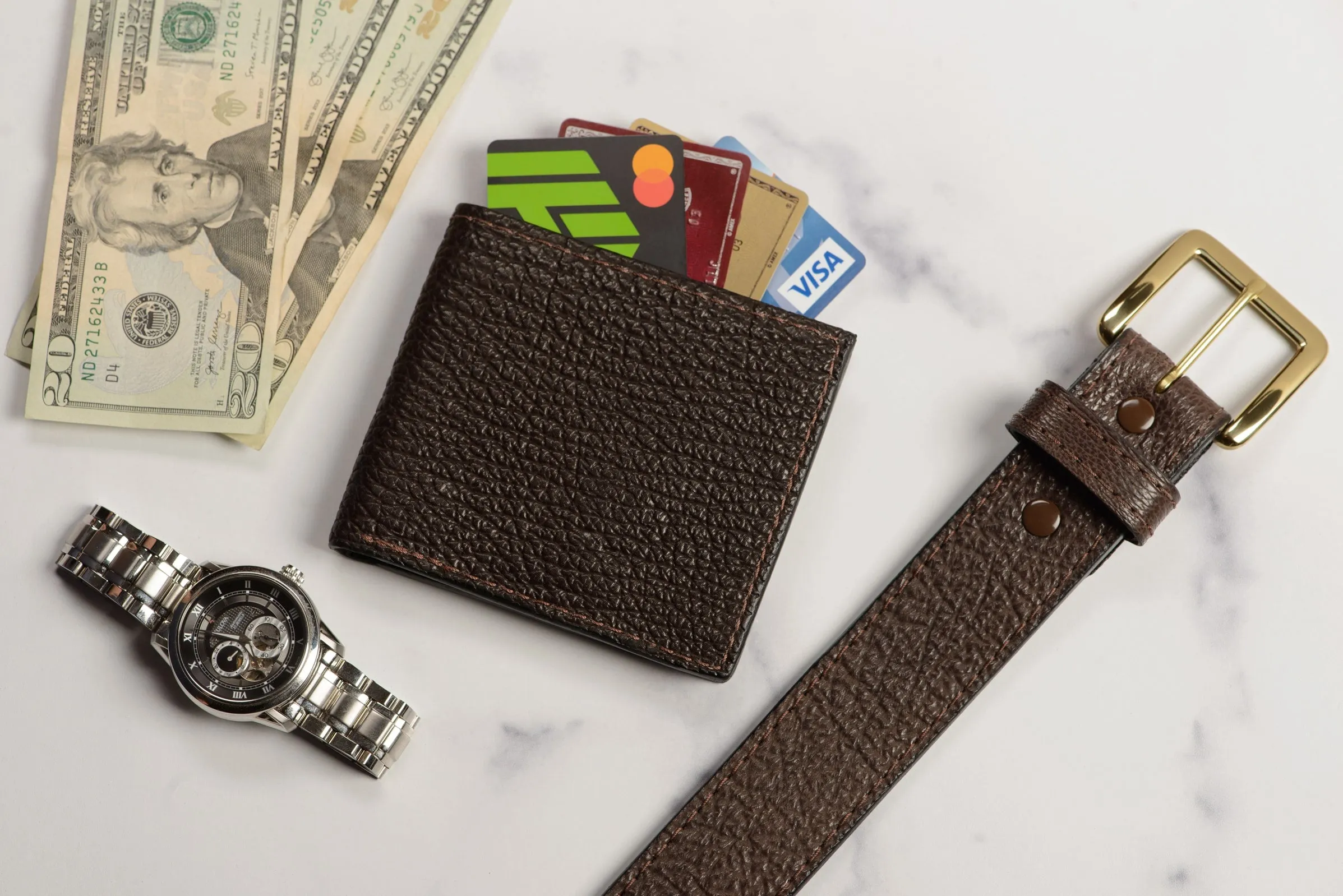 Men's Brown Shark Leather Belt