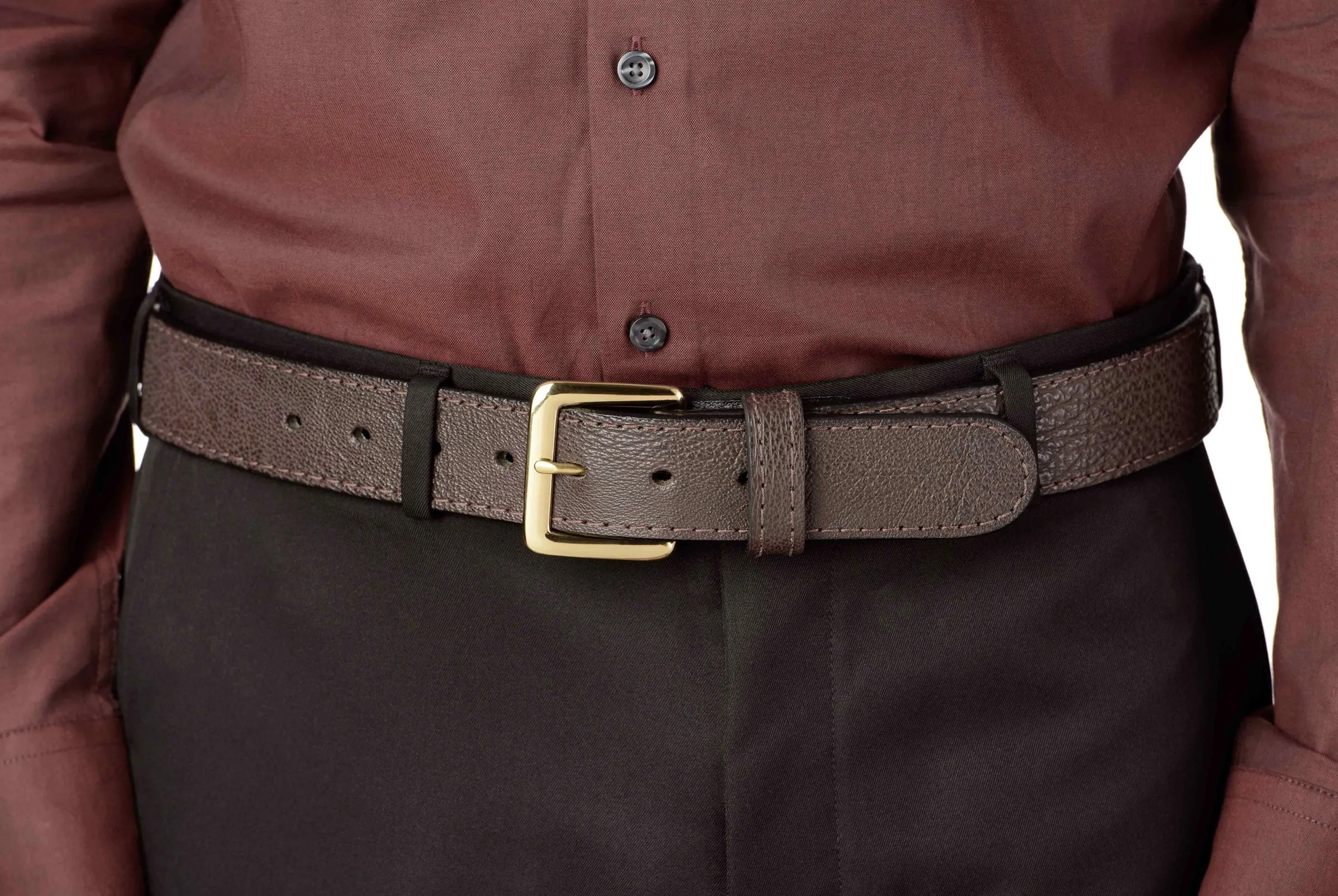 Men's Brown Shark Leather Belt