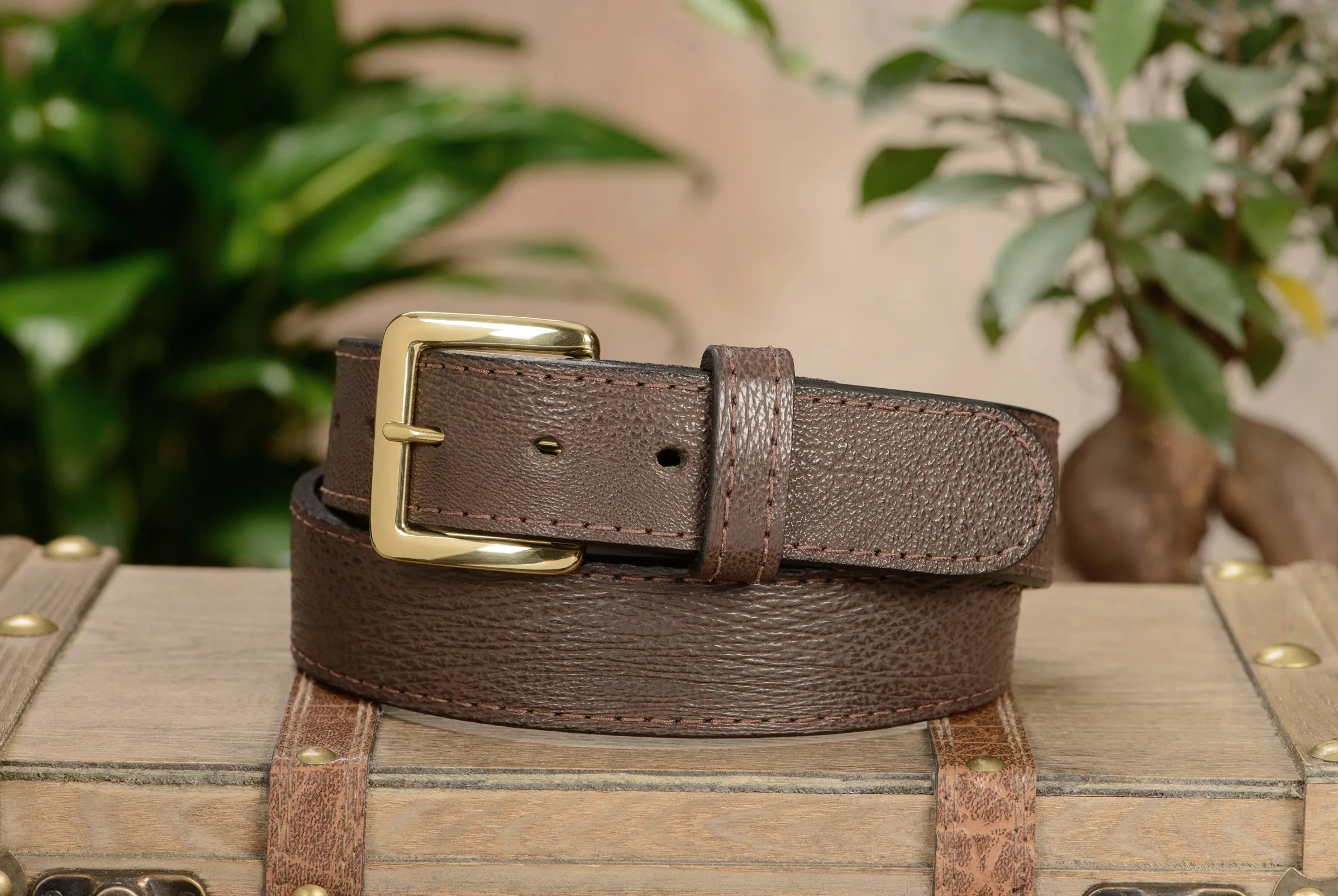 Men's Brown Shark Leather Belt