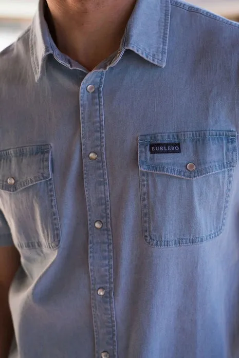 Men's Burlebo Light Wash Denim Pearl Snap