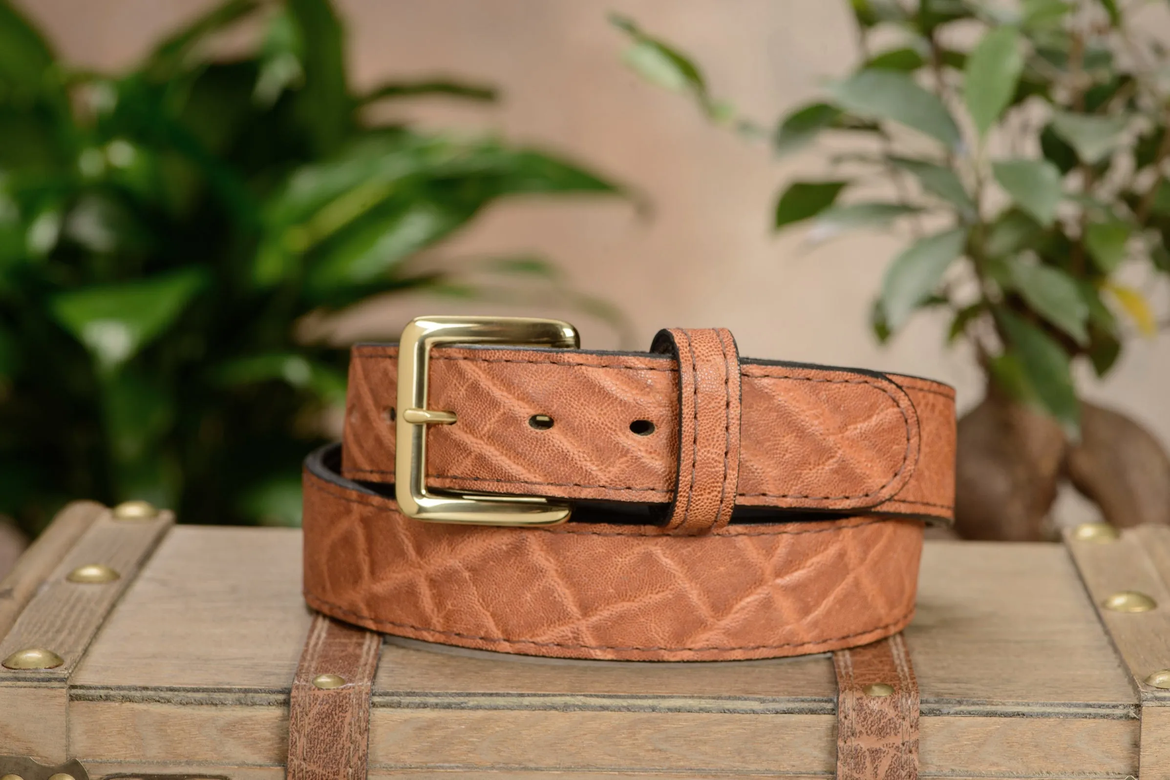Men's Caramel Brown Elephant Leather Belt