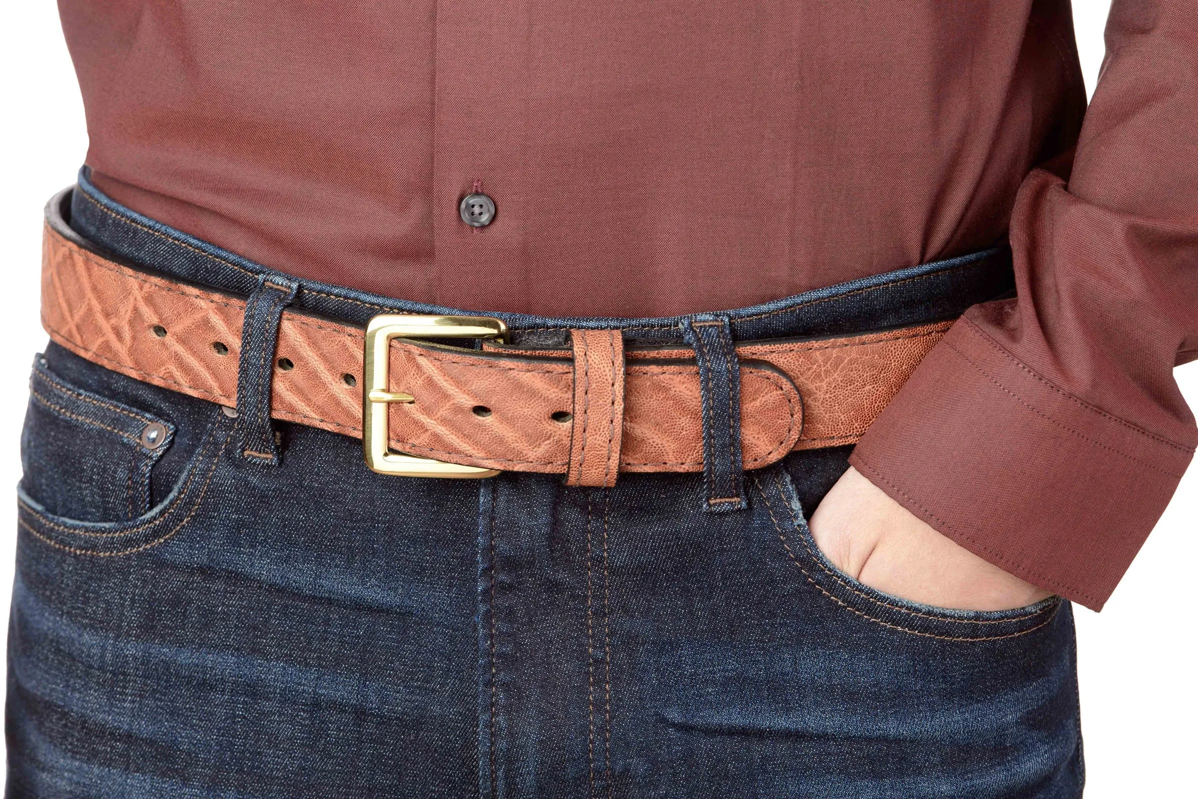 Men's Caramel Brown Elephant Leather Belt