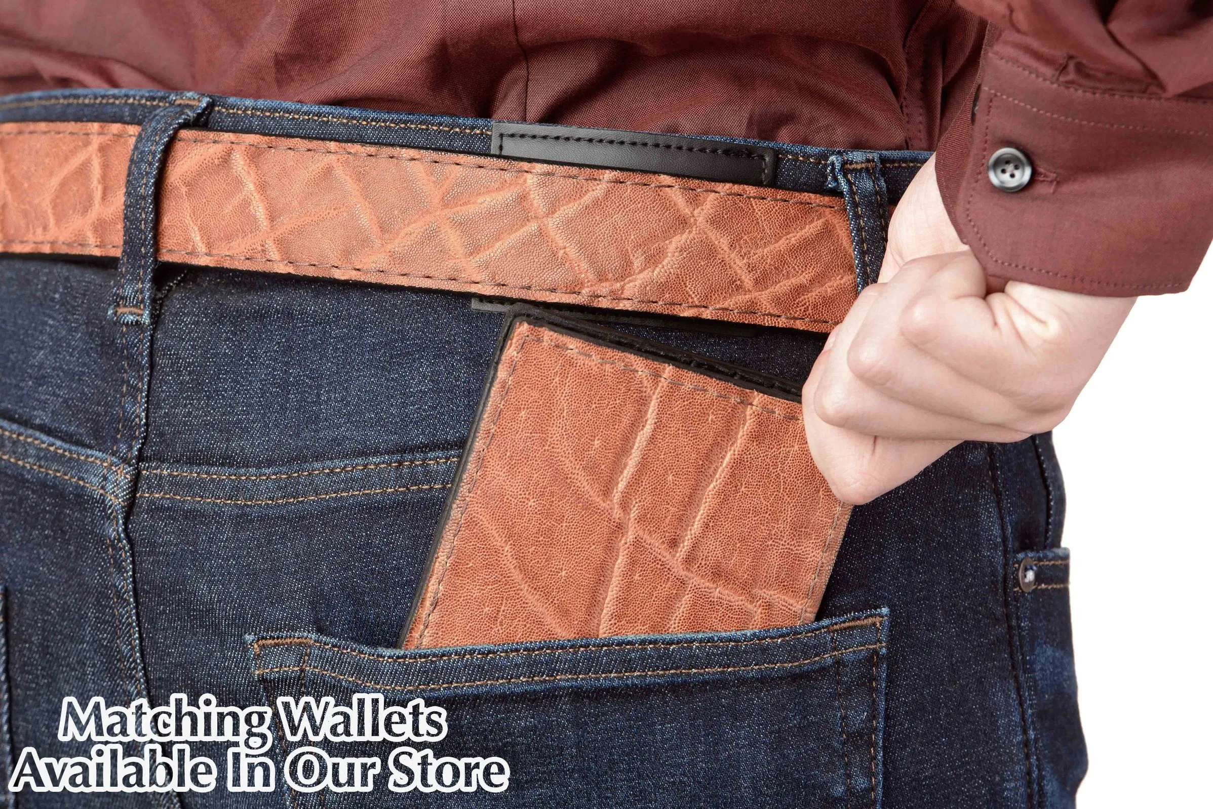 Men's Caramel Brown Elephant Leather Belt