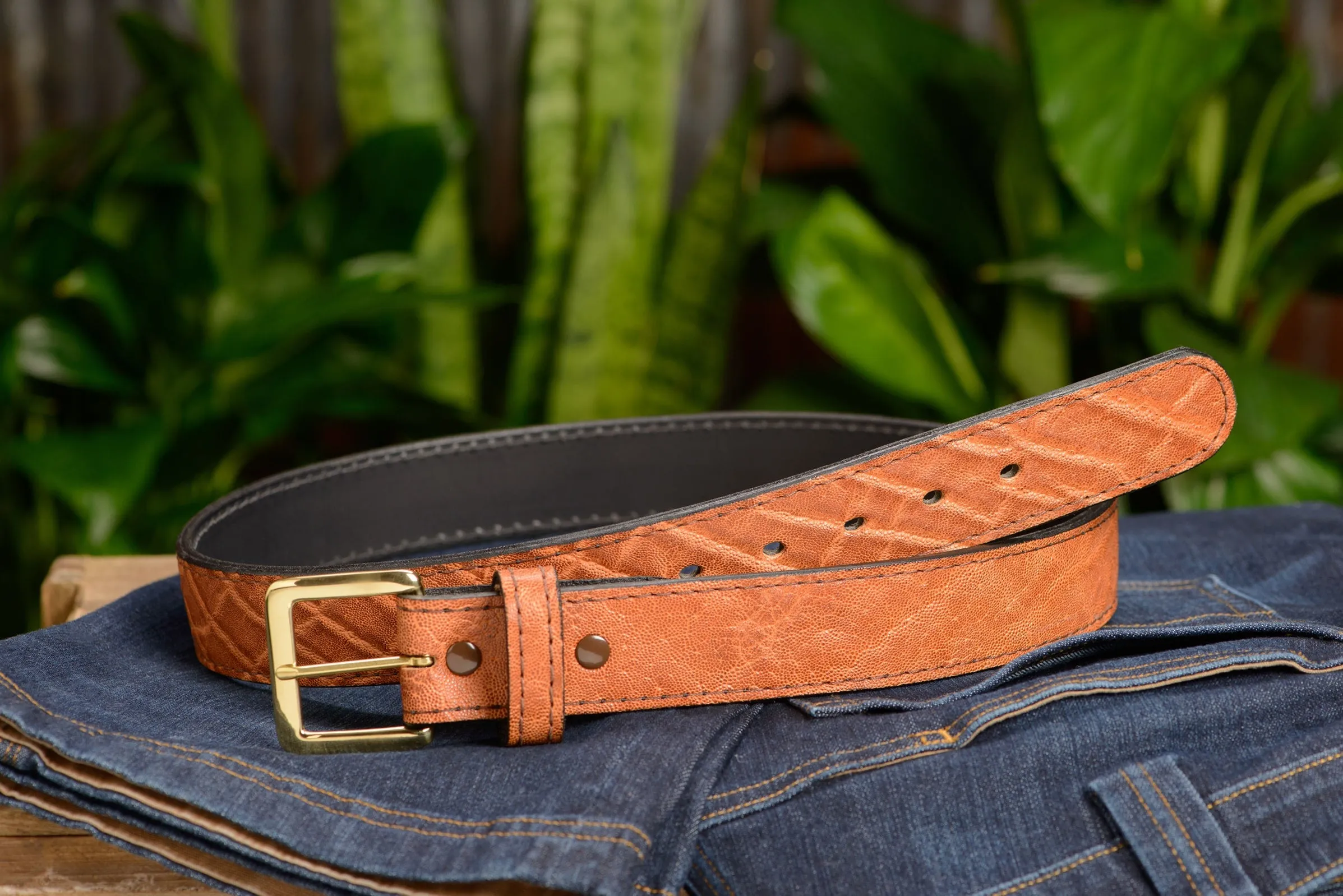 Men's Caramel Brown Elephant Leather Belt