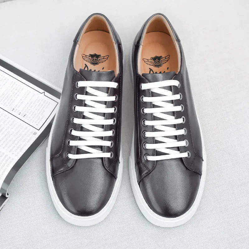 Men's Casual Leather Toe Top Layer Cowhide Soft Sole