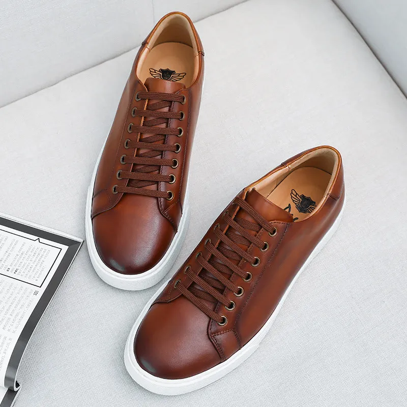 Men's Casual Leather Toe Top Layer Cowhide Soft Sole
