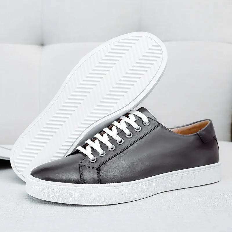 Men's Casual Leather Toe Top Layer Cowhide Soft Sole